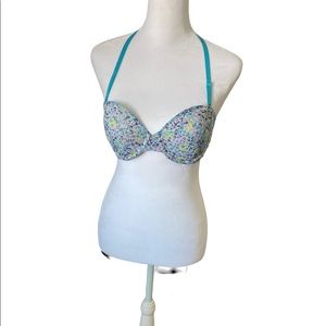 Victoria’s Secret Floral Convertible Bra Blue Purple Green Flowers size 34B